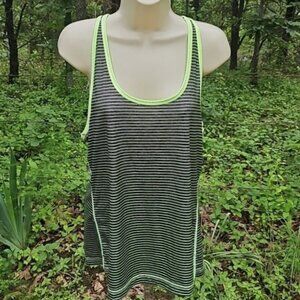 Gap Women's Large Gray Green Striped Workout Active Racerback Tank Top Used
